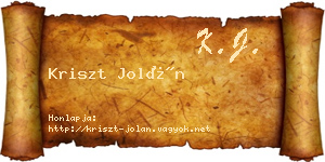 Kriszt Jolán névjegykártya