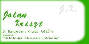 jolan kriszt business card